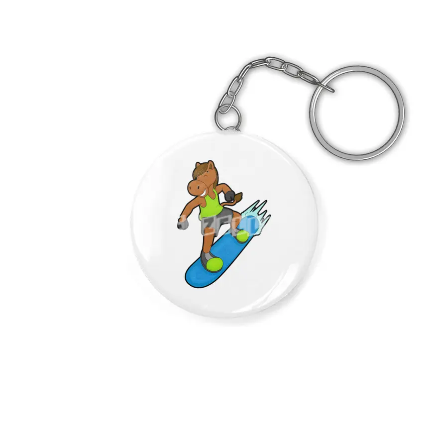 Horse as Snowboarder with Snowboard Anahtarlık