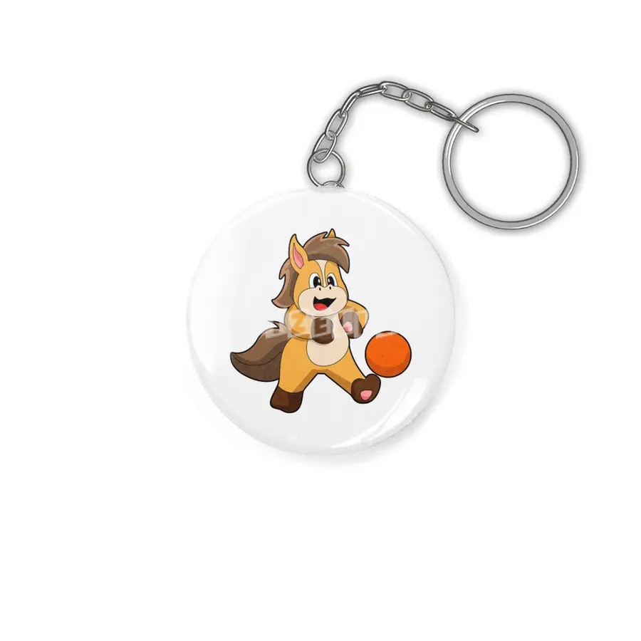 Horse as Soccer player with Soccer ball Anahtarlık