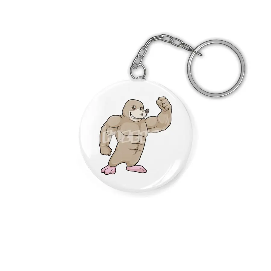 Mole as Bodybuilder with big Muscles Anahtarlık