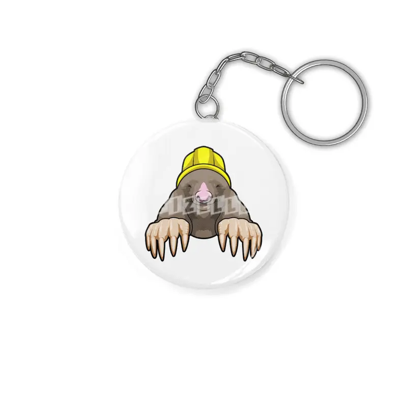 Mole as Miner with Helmet Anahtarlık