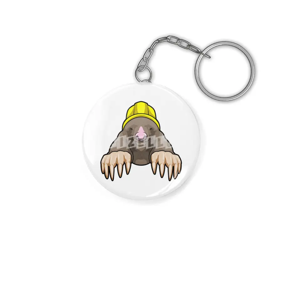 Mole as Miner with Helmet Anahtarlık