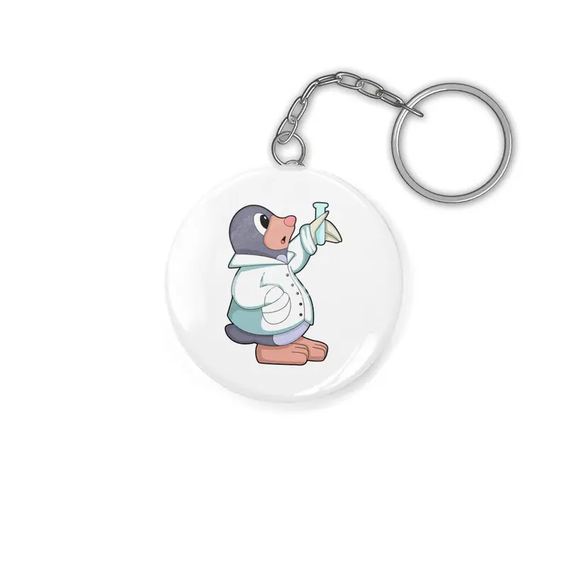 Mole as Scientist with Test tube Anahtarlık