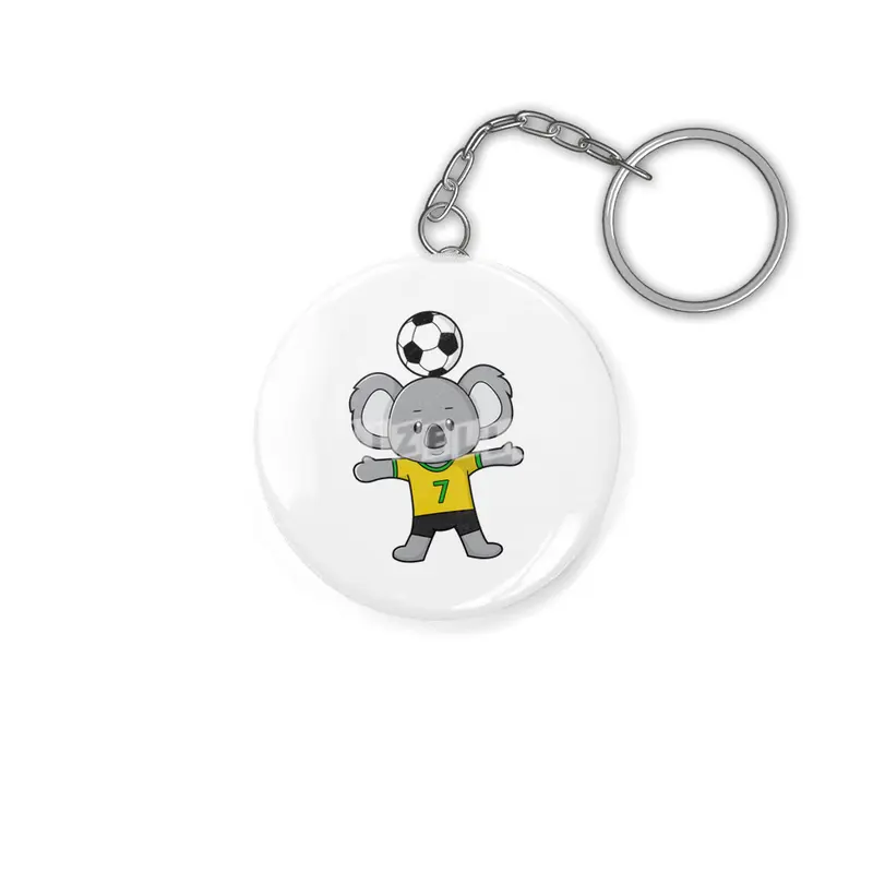 Koala as Soccer player with Soccer ball Anahtarlık