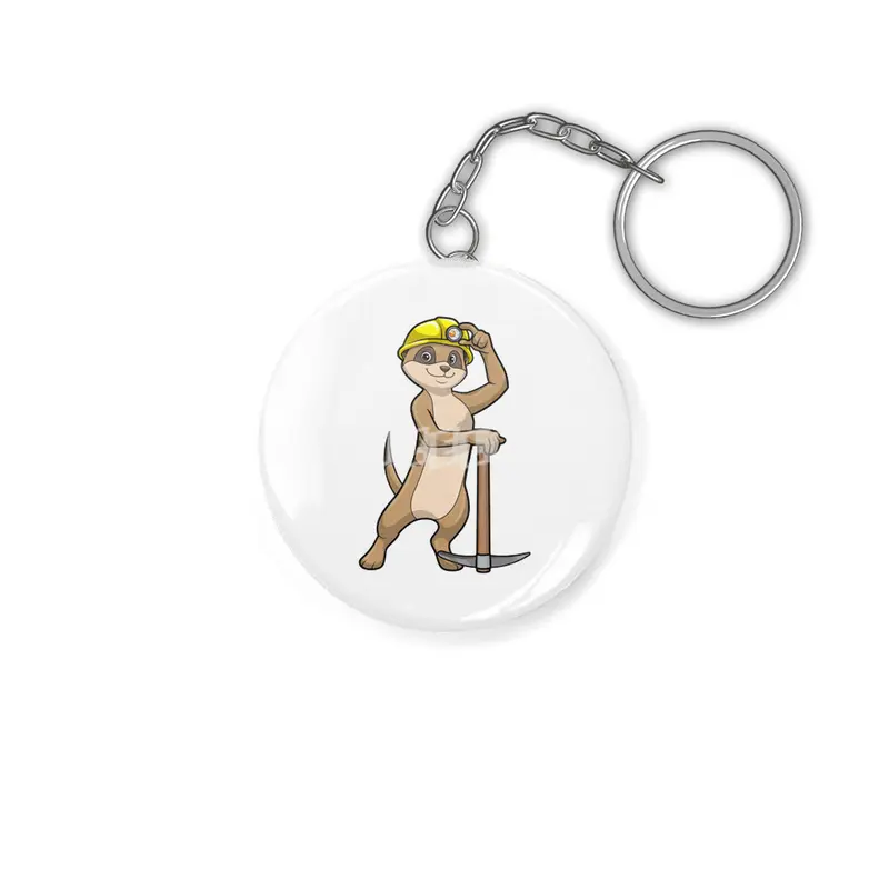 Meerkat as Miner with Pickaxe Anahtarlık