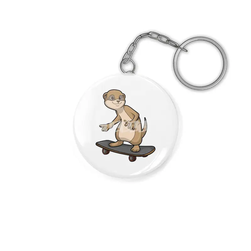 Meerkat as Skater with Skateboard Anahtarlık