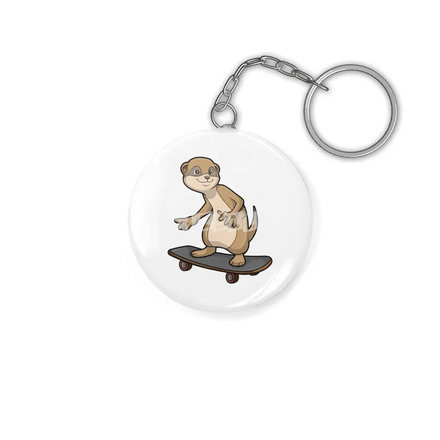 Meerkat as Skater with Skateboard Anahtarlık