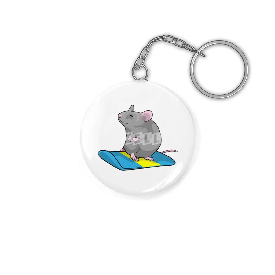 Mouse as Snowboarder with Snowboard Anahtarlık