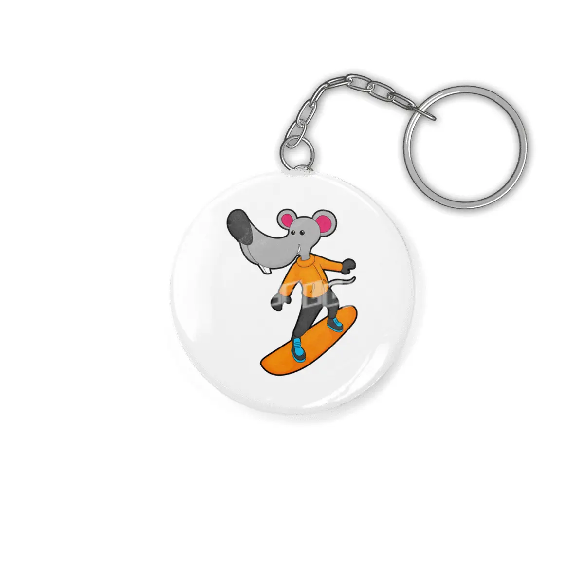 Mouse as Snowboarder with Snowboard Anahtarlık
