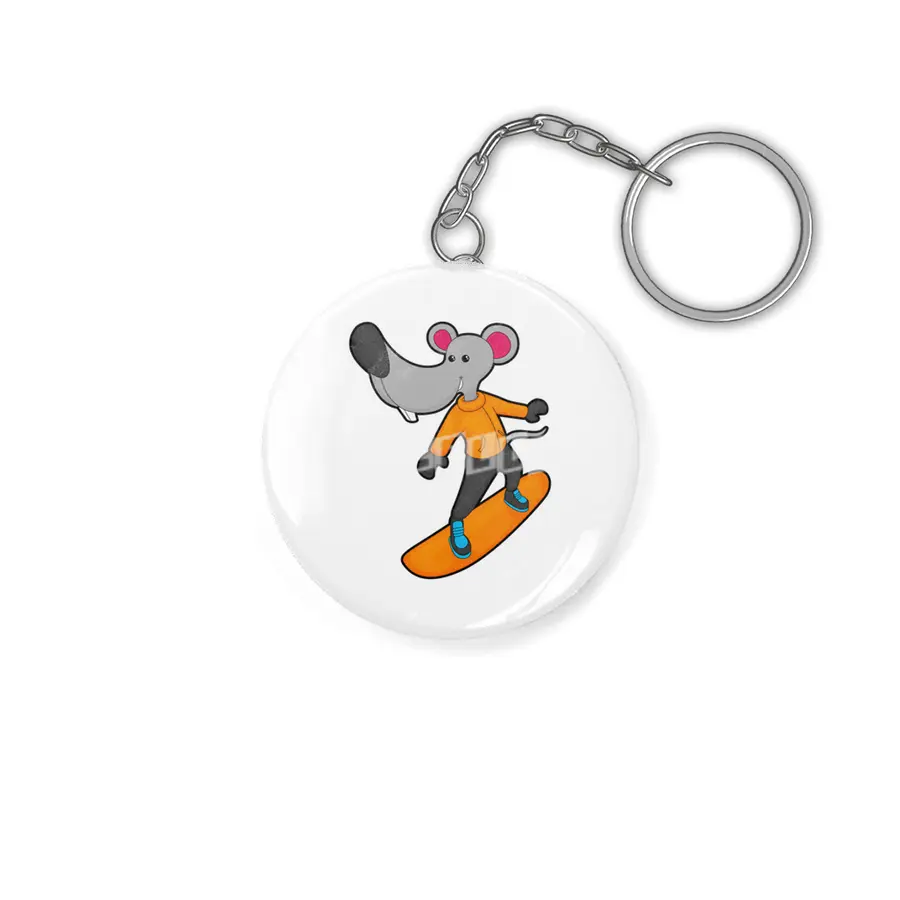 Mouse as Snowboarder with Snowboard Anahtarlık