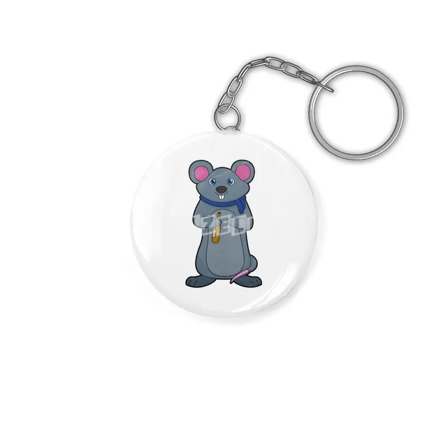 Mouse with Beer bottle Anahtarlık