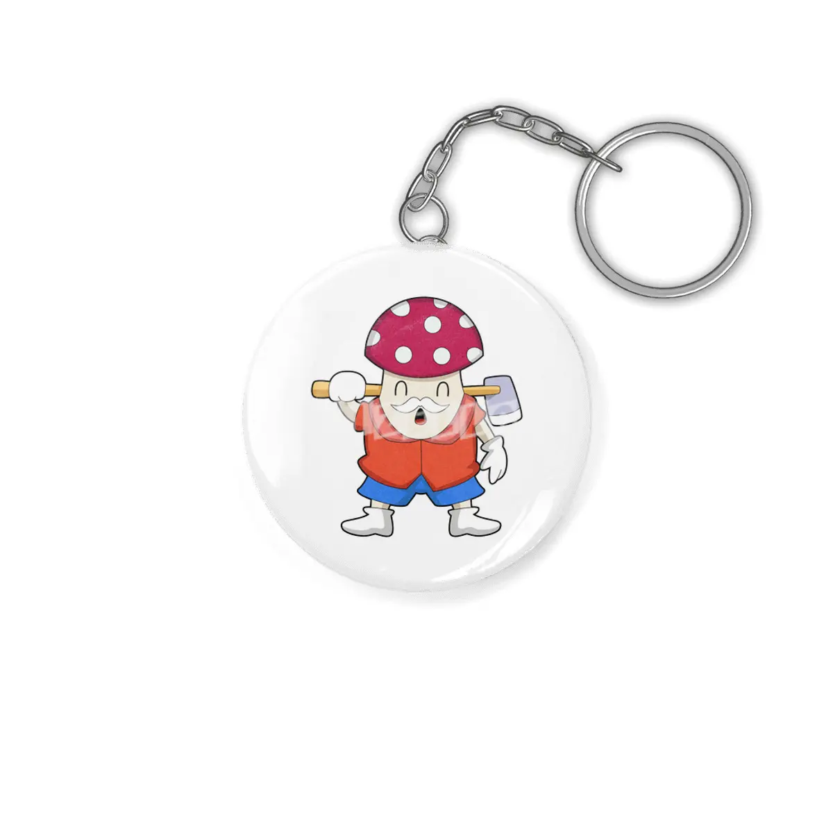 Mushroom as Farmer with Axe Anahtarlık