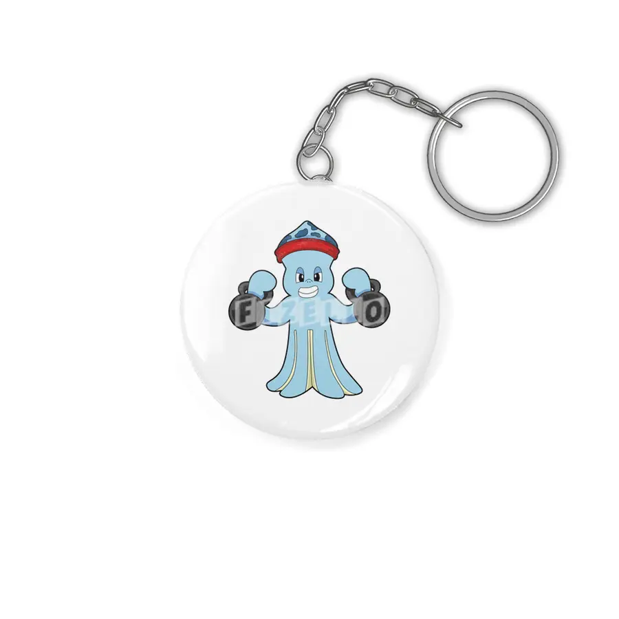 Octopus as Bodybuilder with Dumbbells Anahtarlık