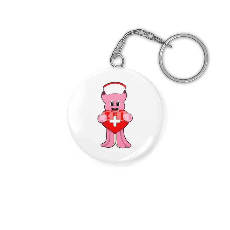 Octopus as Nurse with Heart Anahtarlık