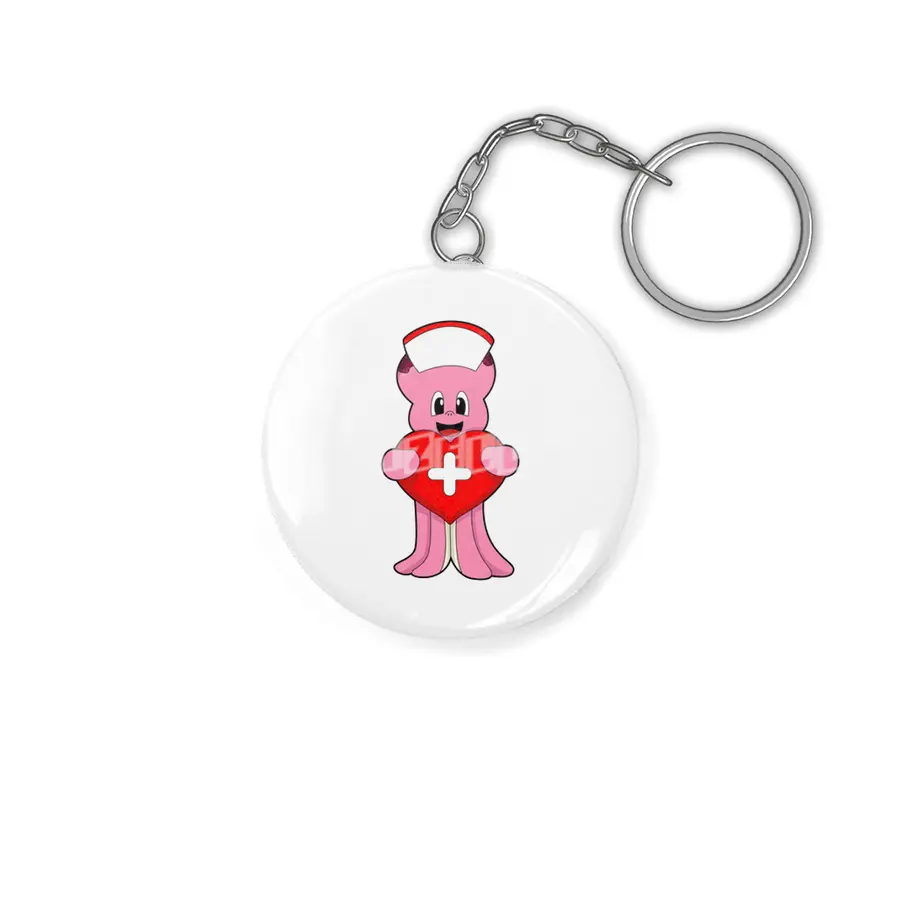 Octopus as Nurse with Heart Anahtarlık