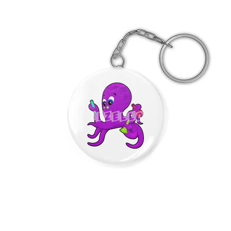 Octopus as Teacher with Laboratory equipment Anahtarlık