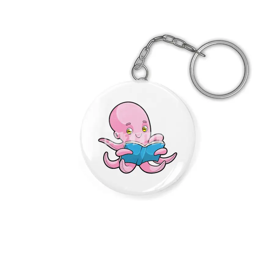 Octopus at Reading a Book Anahtarlık