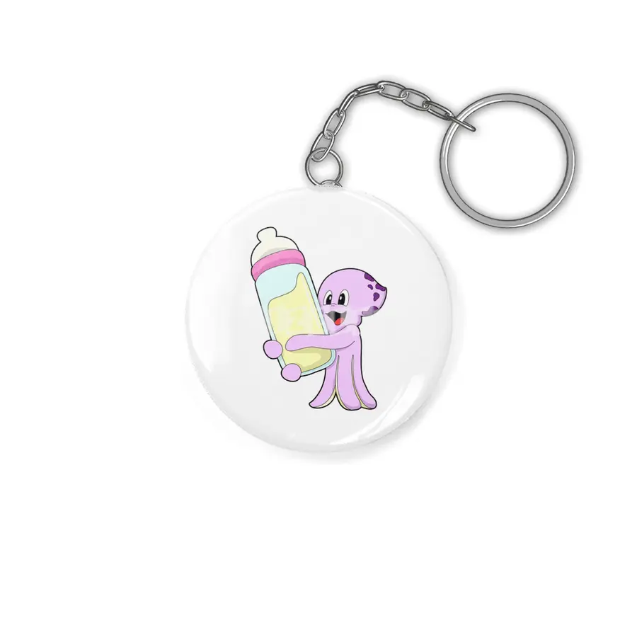 Octopus with Baby bottle Milk Anahtarlık