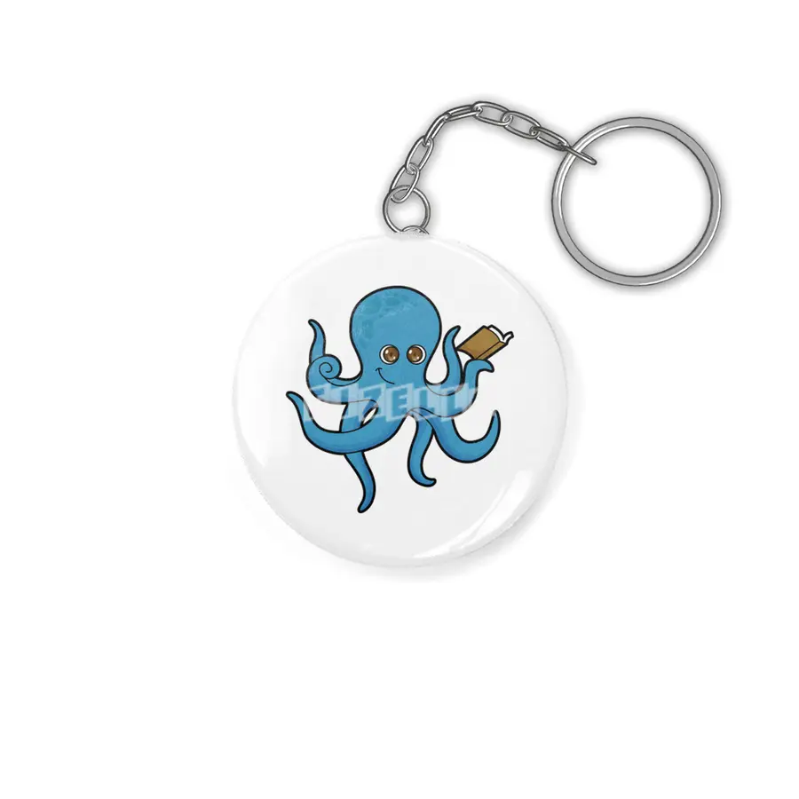 Octopus with Book Anahtarlık