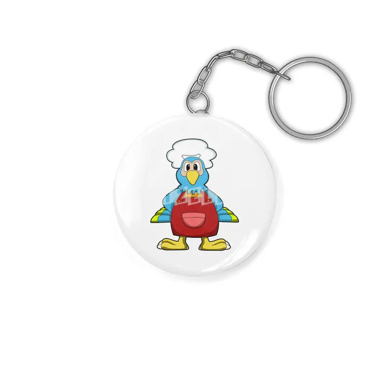 Parrot as Cook with Cooking apron Anahtarlık