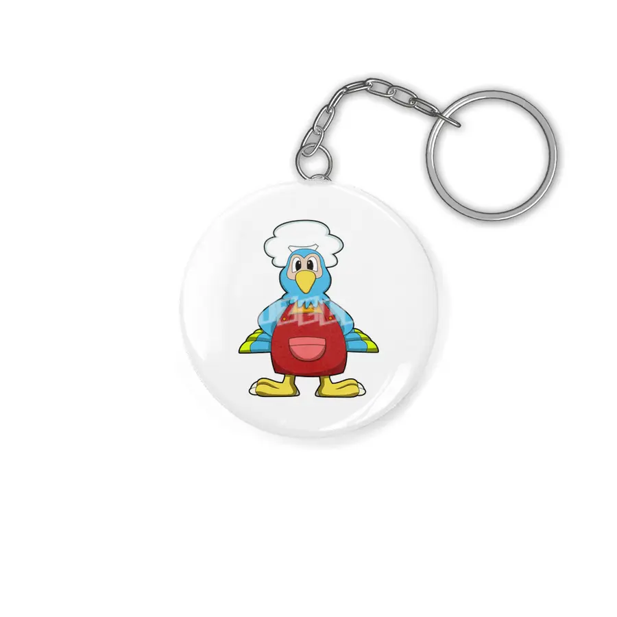 Parrot as Cook with Cooking apron Anahtarlık