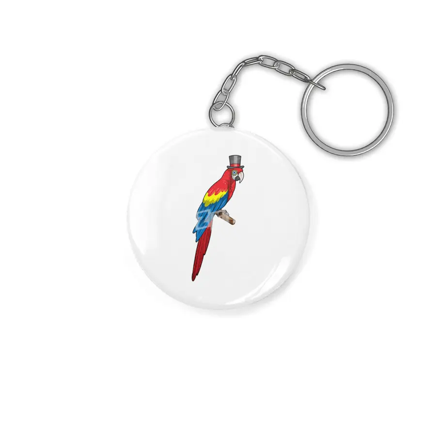 Parrot as Gentleman with Hat Anahtarlık