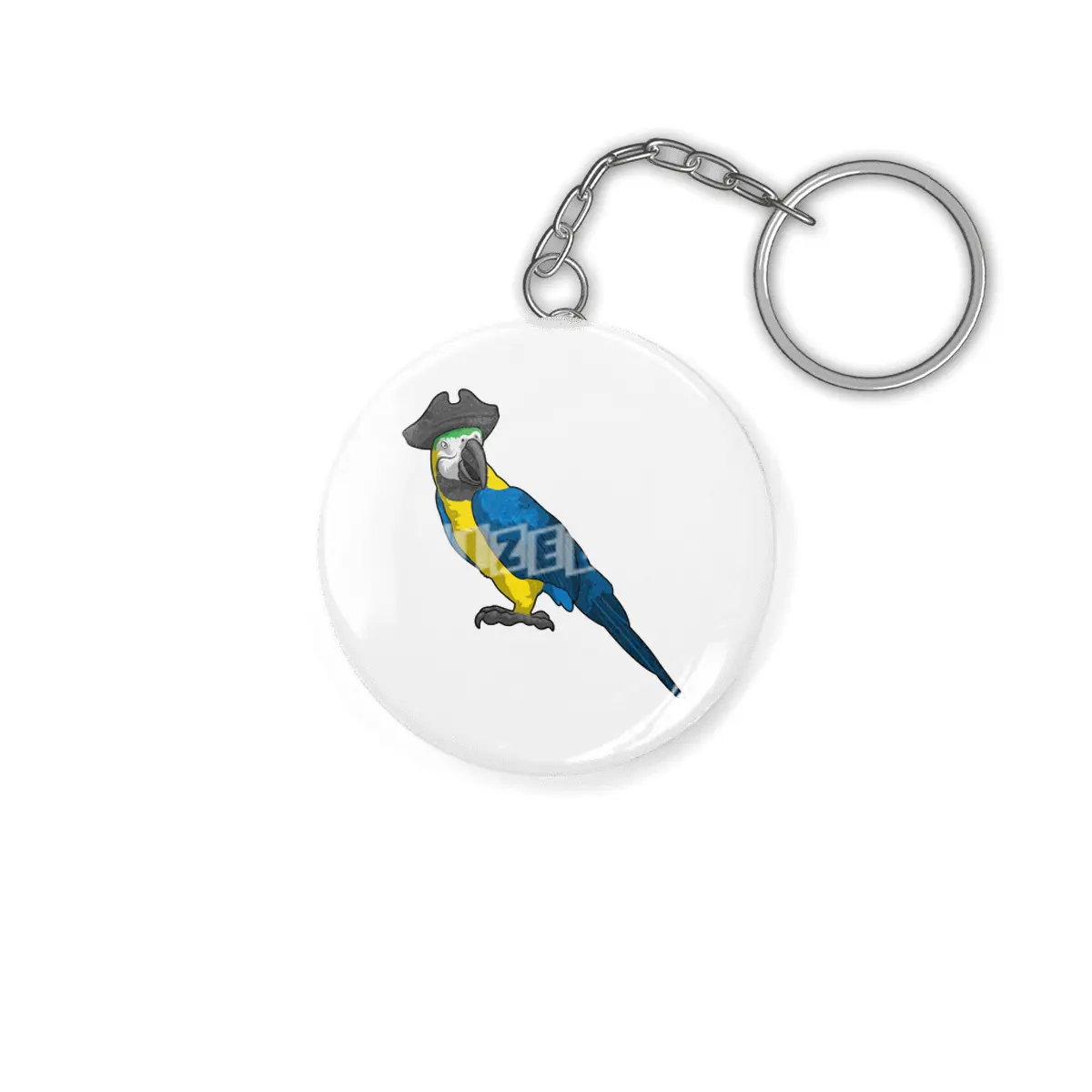 Parrot as Pirate with Hat Anahtarlık