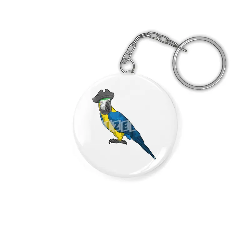 Parrot as Pirate with Hat Anahtarlık