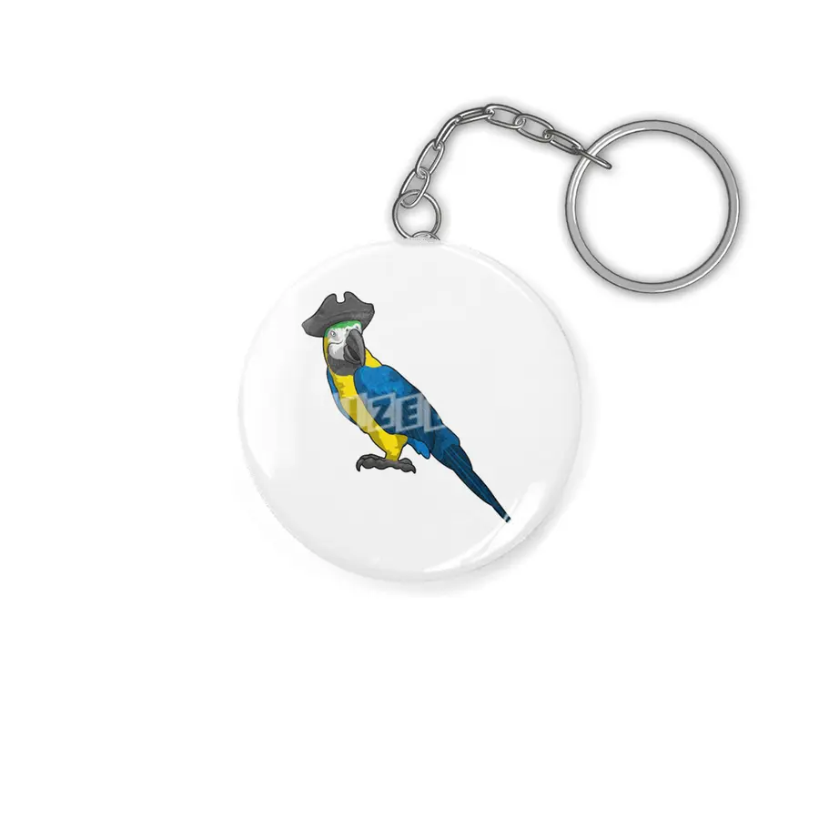 Parrot as Pirate with Hat Anahtarlık