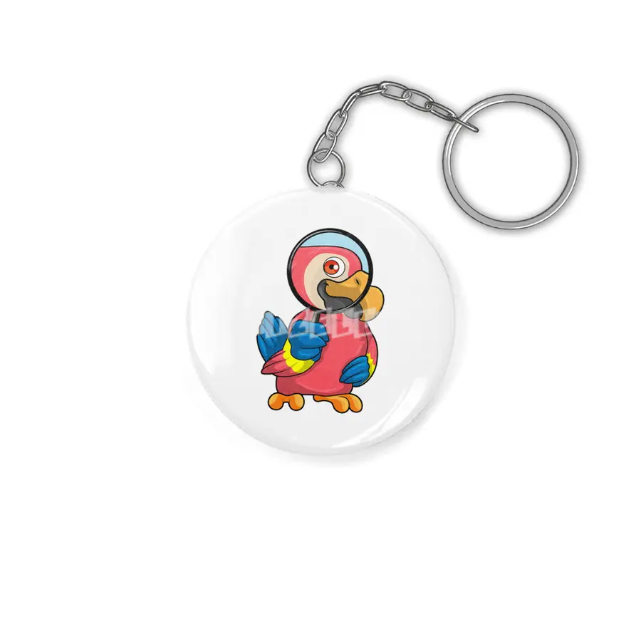 Parrot with Magnifying glass Anahtarlık