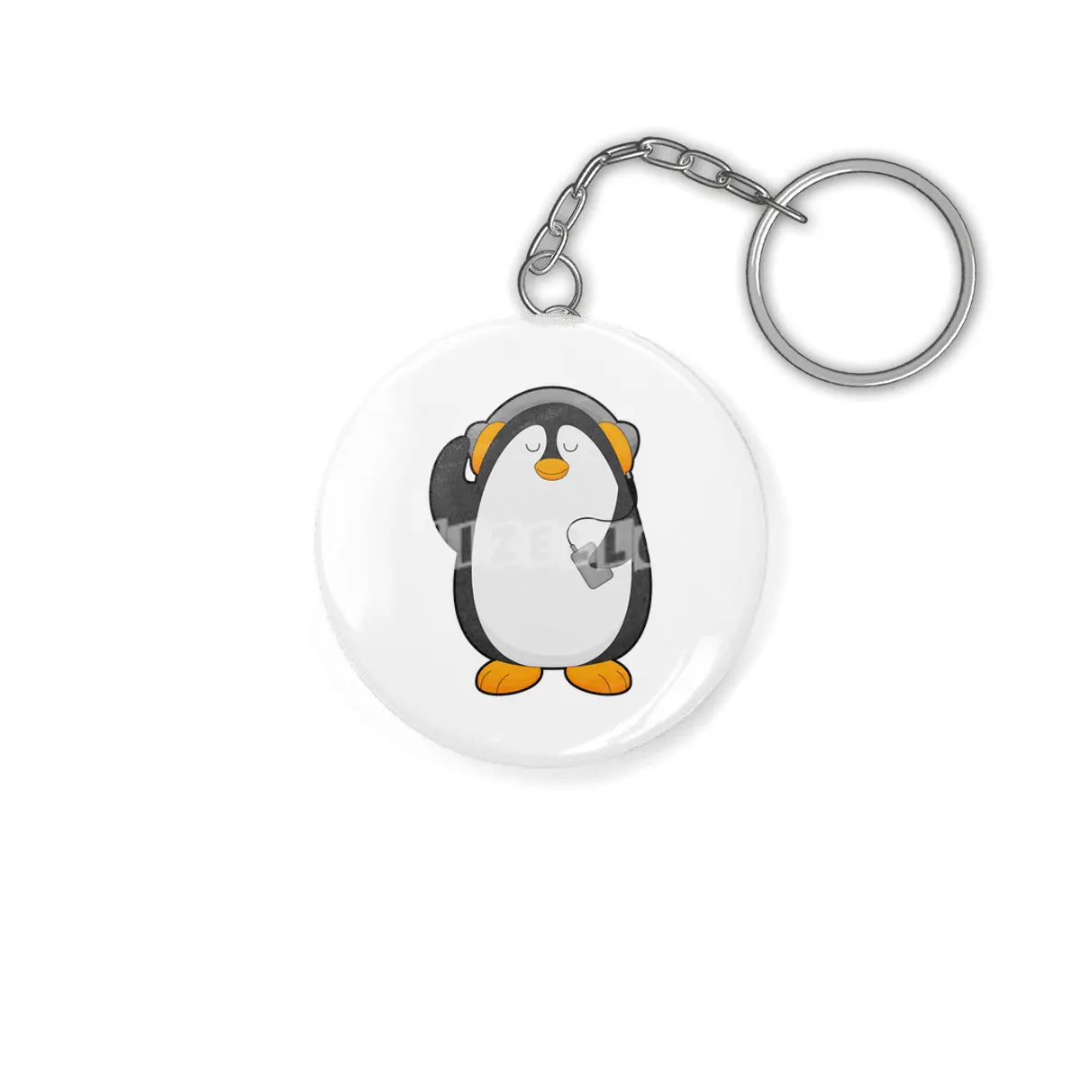 Penguin & Mobile phone with Headset Anahtarlık