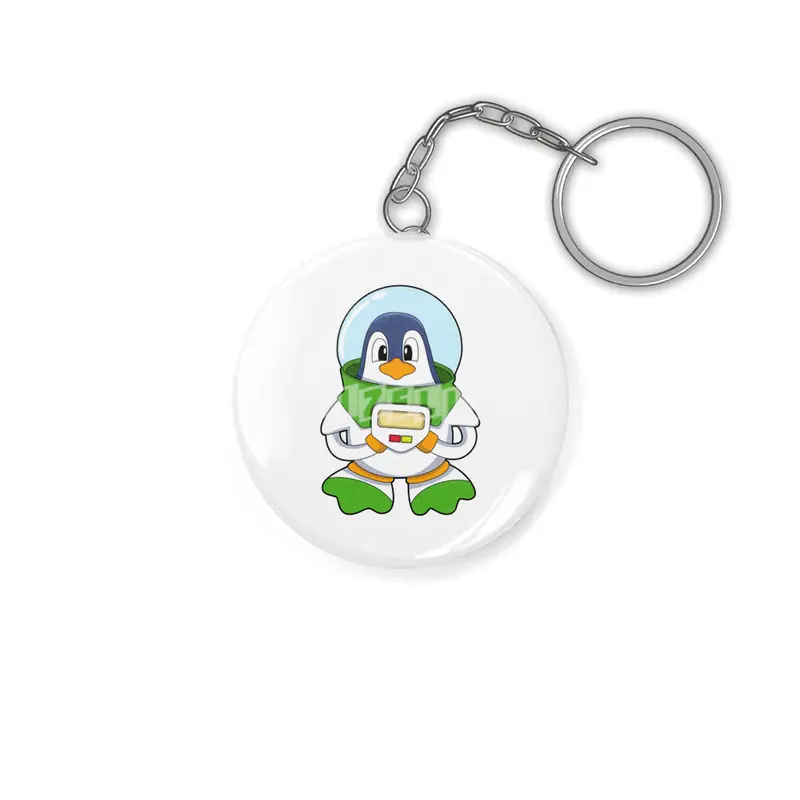 Penguin as Astronaut with Costume Anahtarlık