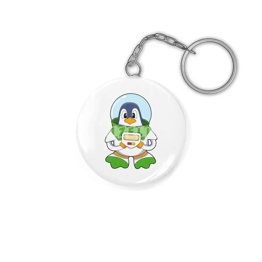 Penguin as Astronaut with Costume Anahtarlık
