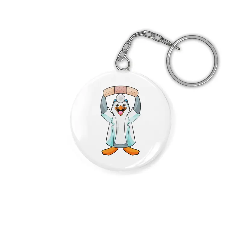 Penguin as Doctor with Plaster Anahtarlık