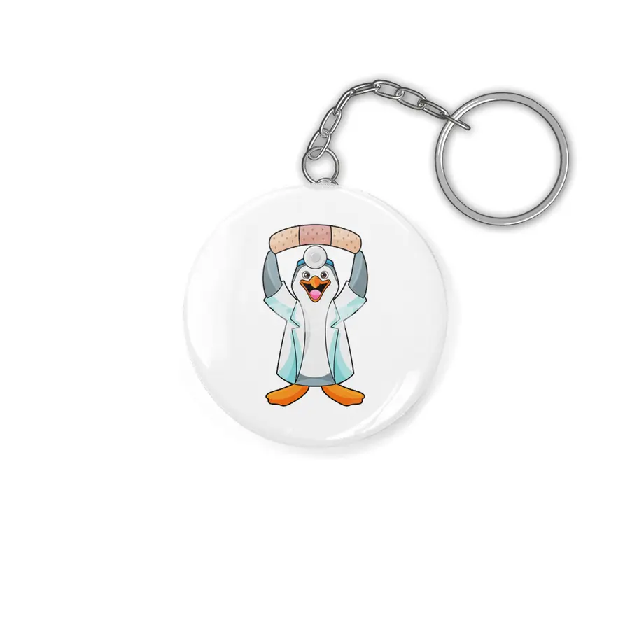 Penguin as Doctor with Plaster Anahtarlık