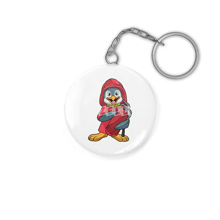 Penguin as Firefighter with Fire extinguisher Anahtarlık