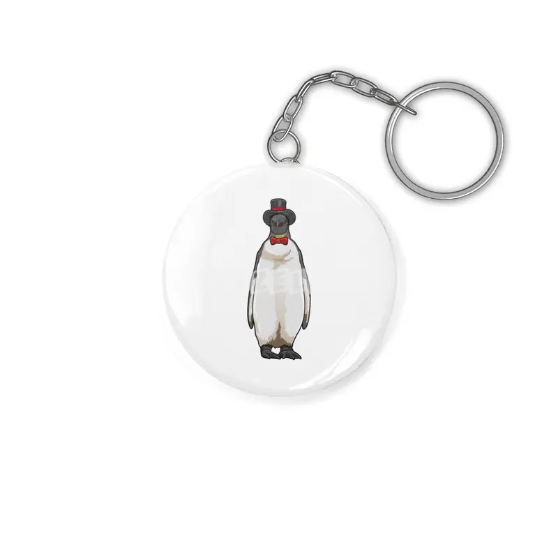 Penguin as Gentleman with Hat Anahtarlık