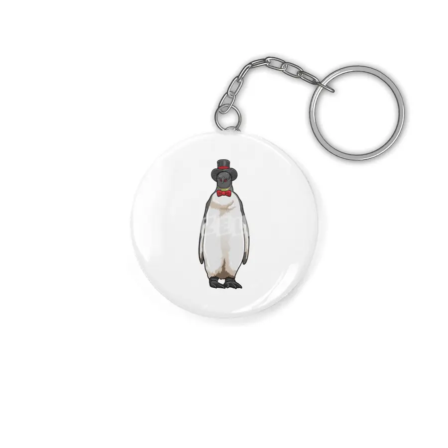 Penguin as Gentleman with Hat Anahtarlık