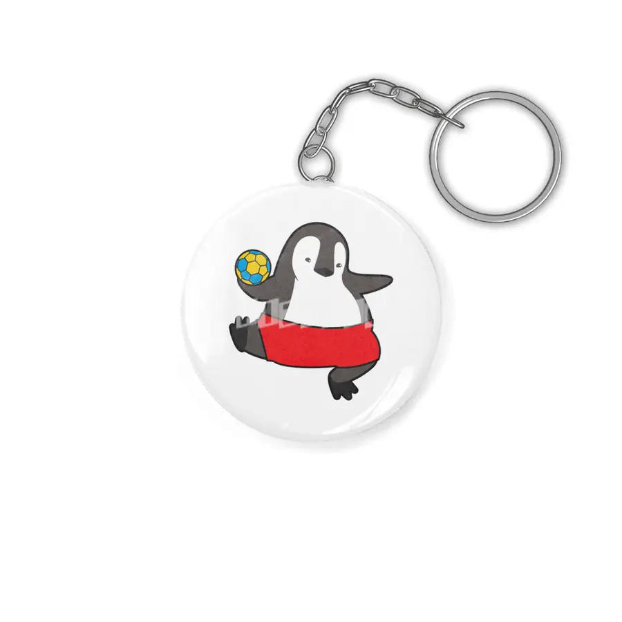 Penguin as Handball player with Handball Anahtarlık
