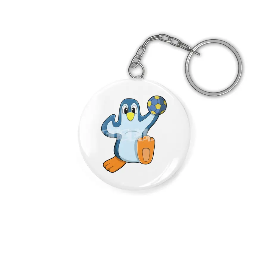 Penguin as Handball player with Handball Anahtarlık