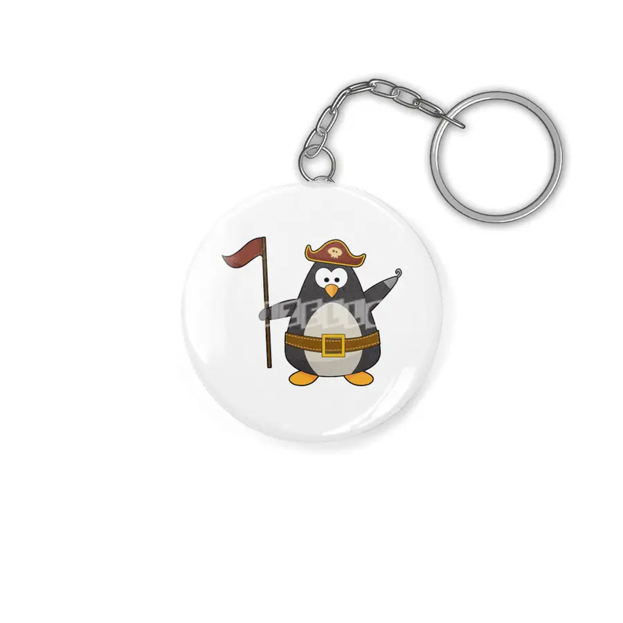 Penguin as Pirate with Pirate belt & Pirate hat Anahtarlık