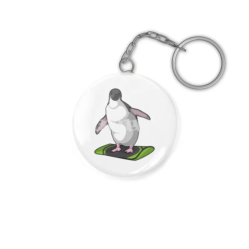 Penguin as Snowboarder with Snowboard Anahtarlık