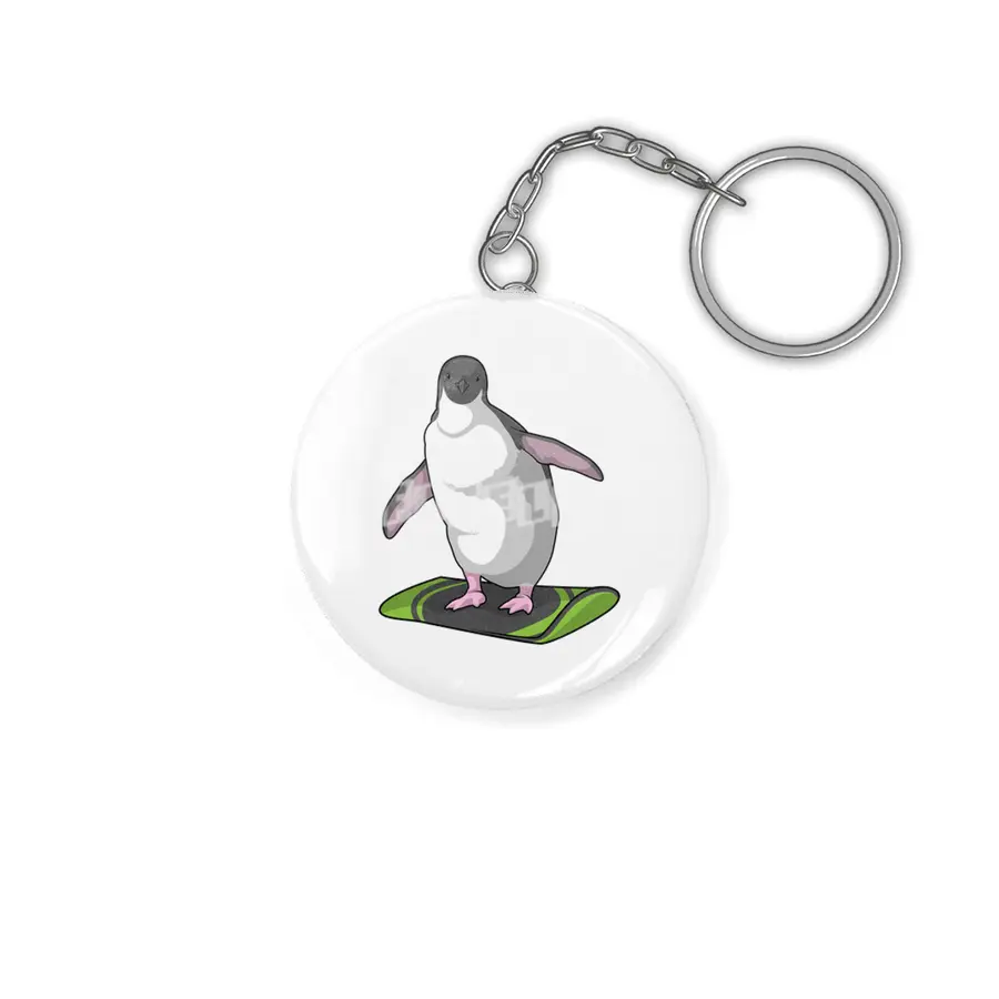 Penguin as Snowboarder with Snowboard Anahtarlık