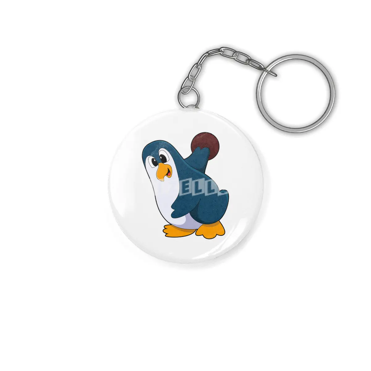 Penguin at Bowling with Bowling ball Anahtarlık