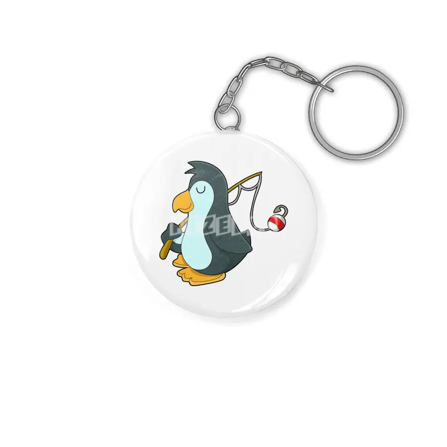 Penguin at Fishing with Fishing rod Anahtarlık
