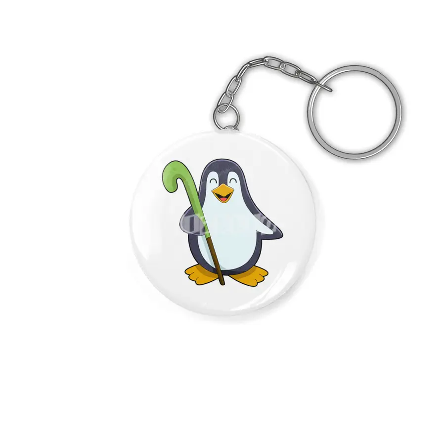 Penguin at Hockey with Hockey bat Anahtarlık