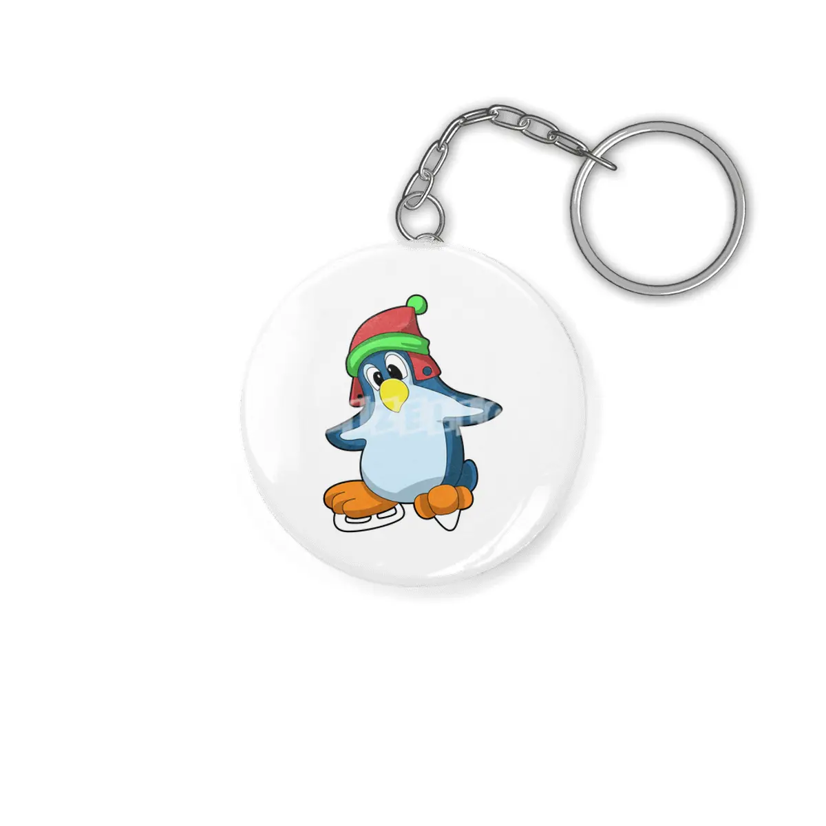 Penguin at Ice skating with Ice skates Anahtarlık