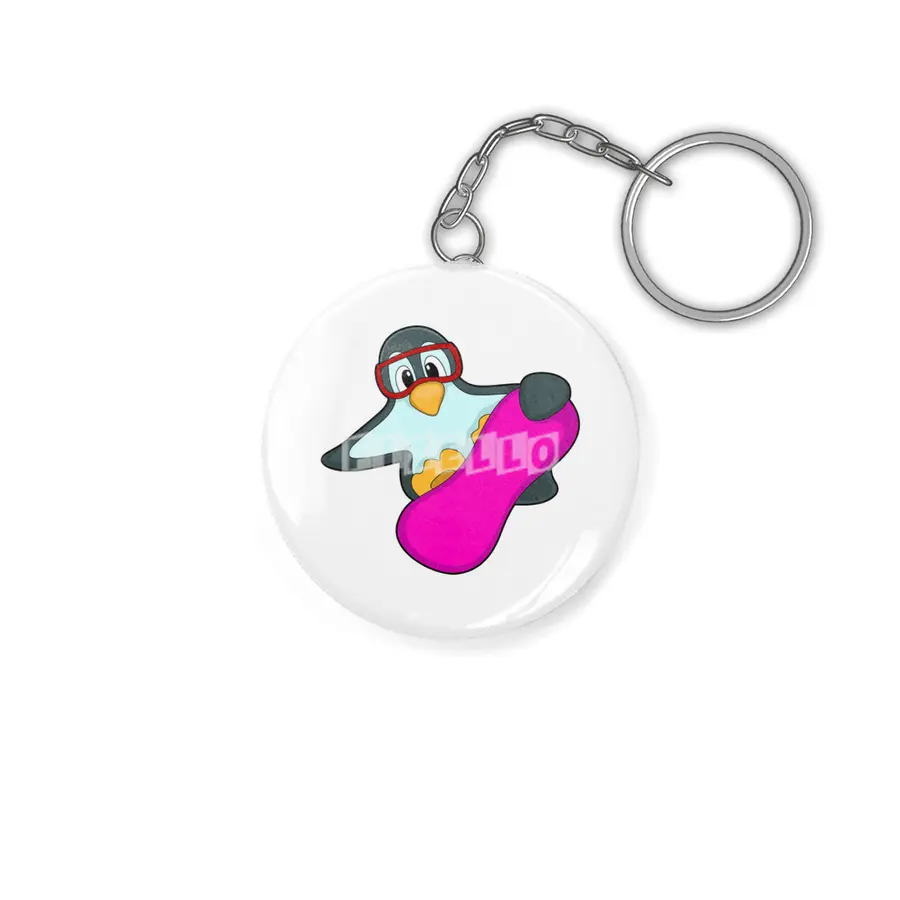 Penguin at Snowboard Sports & Ski goggles Anahtarlık