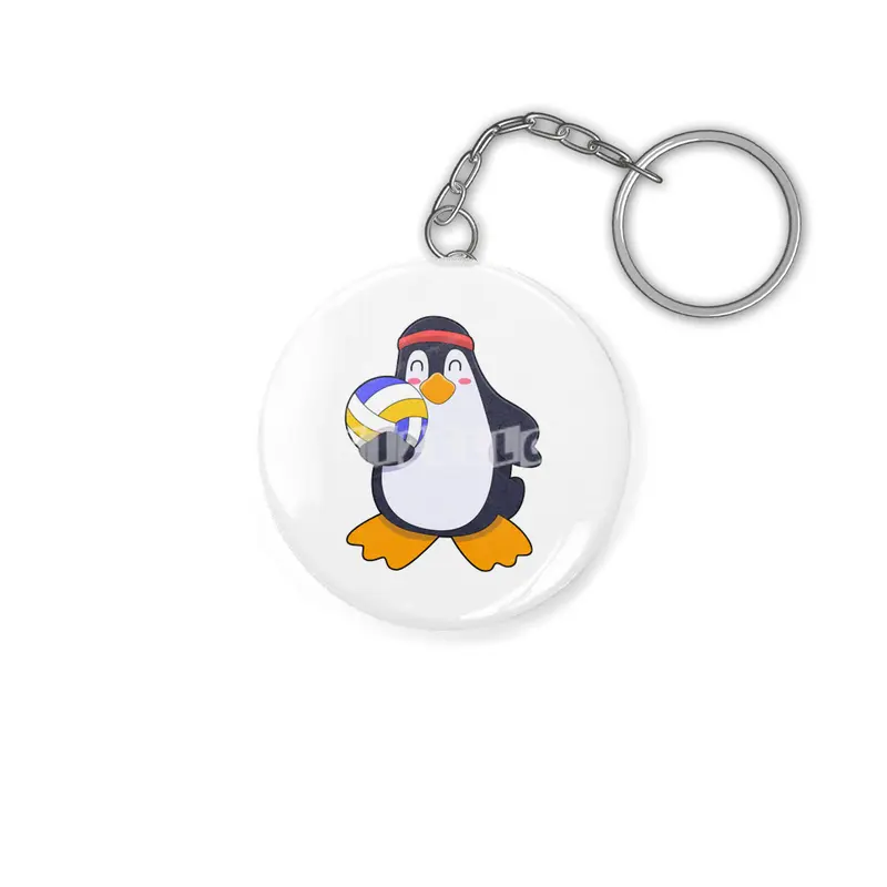 Penguin at Volleyball Sports Anahtarlık