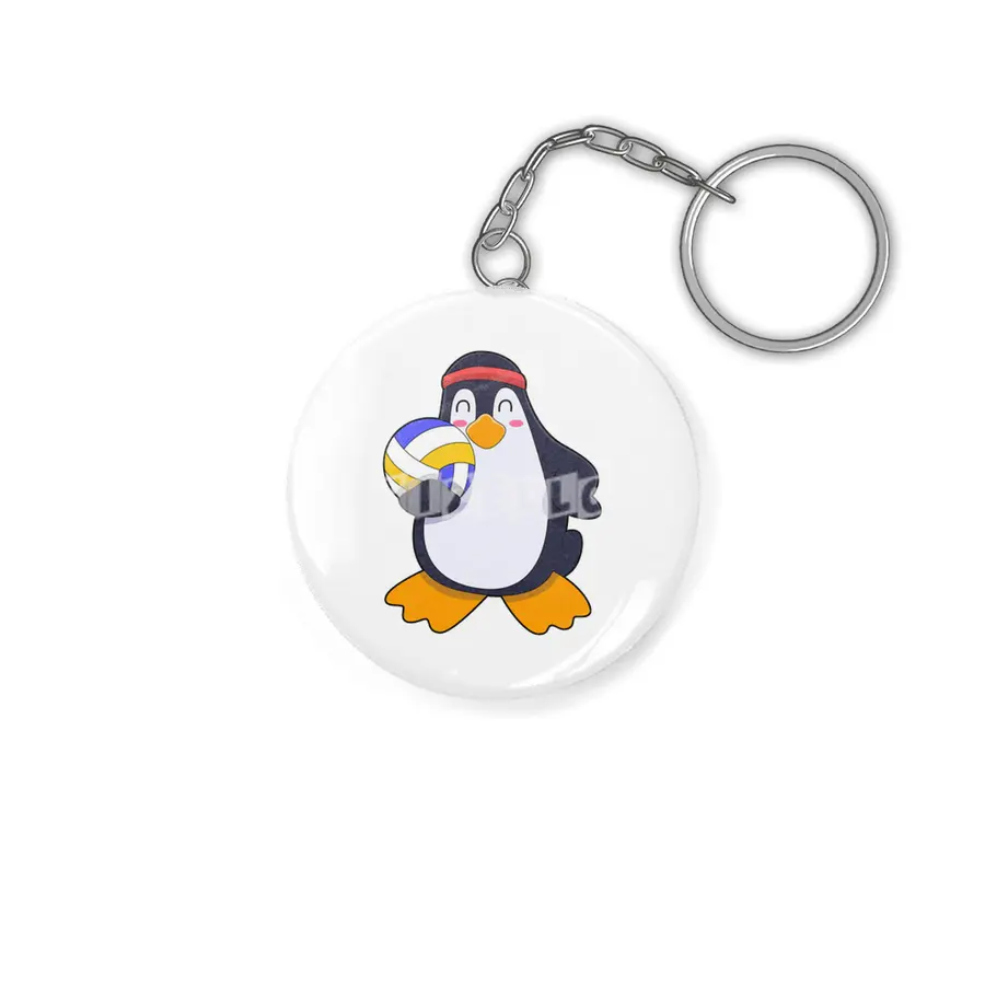 Penguin at Volleyball Sports Anahtarlık
