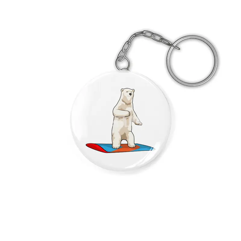 Polar bear as Snowboarder with Snowboard Anahtarlık